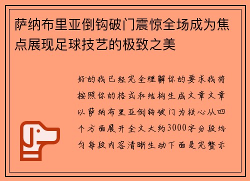 萨纳布里亚倒钩破门震惊全场成为焦点展现足球技艺的极致之美